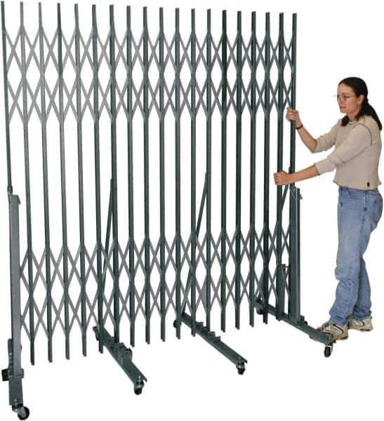 Hallowell - 6.54' High Portable Traffic Control Gate - Steel, Silver - Apex Tool & Supply