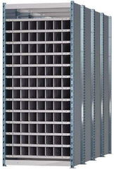 Hallowell - 96 Bin Heavy-Duty Deep Bin Industrial Shelving - 36 Inch Overall Width x 96 Inch Overall Depth x 87 Inch Overall Height, Blue and Platinum Steel Bins - Apex Tool & Supply