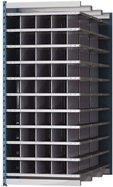 Hallowell - 50 Bin Heavy-Duty Deep Bin Industrial Shelving - 36 Inch Overall Width x 72 Inch Overall Depth x 87 Inch Overall Height, Blue and Platinum Steel Bins - Apex Tool & Supply
