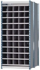 Hallowell - 50 Bin Heavy-Duty Deep Bin Industrial Shelving - 36 Inch Overall Width x 48 Inch Overall Depth x 87 Inch Overall Height, Blue and Platinum Steel Bins - Apex Tool & Supply