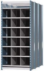 Hallowell - 18 Bin Heavy-Duty Deep Bin Industrial Shelving - 36 Inch Overall Width x 72 Inch Overall Depth x 87 Inch Overall Height, Blue and Platinum Steel Bins - Apex Tool & Supply