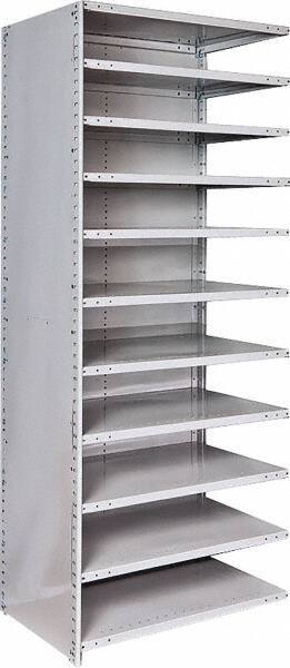 Hallowell - 11 Shelf, 500 Lb. Capacity, Closed Shelving Add-On Unit - 36 Inch Wide x 24 Inch Deep x 87 Inch High, Platinum - Apex Tool & Supply