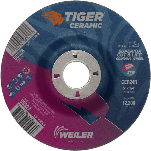 5X1/4 TIGER CERAMIC T27 GRIND WHL - Apex Tool & Supply