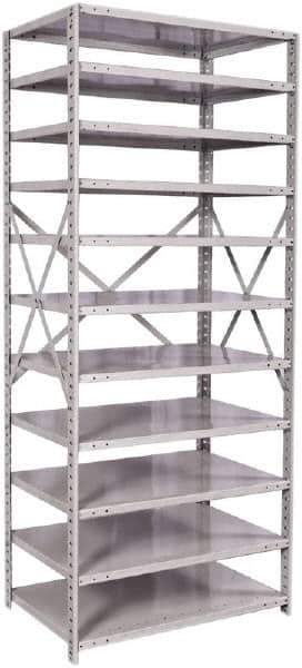 Hallowell - 11 Shelf Starter Medium-Duty Open Steel Shelving - 500 Lb Capacity, 36" Wide x 87" High x 24" Deep, Platinum - Apex Tool & Supply