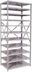 Hallowell - 11 Shelf Starter Medium-Duty Open Steel Shelving - 500 Lb Capacity, 36" Wide x 87" High x 24" Deep, Platinum - Apex Tool & Supply