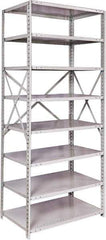 Hallowell - 8 Shelf Starter Medium-Duty Open Steel Shelving - 500 Lb Capacity, 36" Wide x 87" High x 24" Deep, Platinum - Apex Tool & Supply