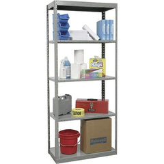 Hallowell - 5 Shelf Starter Heavy-Duty Open Steel Shelving - 400 Lb Capacity, 48" Wide x 87" High x 12" Deep, Gray - Apex Tool & Supply