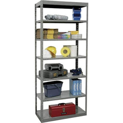 Hallowell - 7 Shelf Starter Heavy-Duty Open Steel Shelving - 400 Lb Capacity, 48" Wide x 87" High x 12" Deep, Gray - Apex Tool & Supply