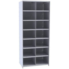 Hallowell - 14 Bin Closed Industrial Bin Shelving - 36 Inch Overall Width x 12 Inch Overall Depth x 87 Inch Overall Height, Gray Metal Bins - Apex Tool & Supply