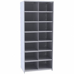 Hallowell - 14 Bin Closed Industrial Bin Shelving - 36 Inch Overall Width x 18 Inch Overall Depth x 87 Inch Overall Height, Gray Metal Bins - Apex Tool & Supply