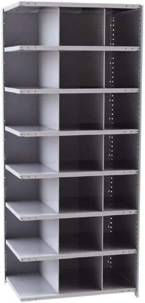 Hallowell - 21 Bin Closed Industrial Bin Shelving - 36 Inch Overall Width x 24 Inch Overall Depth x 87 Inch Overall Height, Gray Metal Bins - Apex Tool & Supply