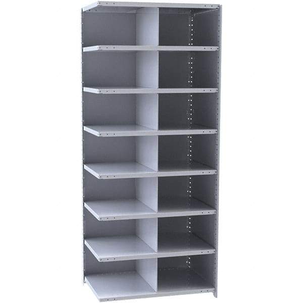 Hallowell - 14 Bin Closed Industrial Bin Shelving - 36 Inch Overall Width x 12 Inch Overall Depth x 87 Inch Overall Height, Gray Metal Bins - Apex Tool & Supply