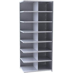 Hallowell - 14 Bin Closed Industrial Bin Shelving - 36 Inch Overall Width x 12 Inch Overall Depth x 87 Inch Overall Height, Gray Metal Bins - Apex Tool & Supply