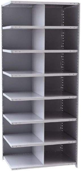 Hallowell - 14 Bin Closed Industrial Bin Shelving - 36 Inch Overall Width x 24 Inch Overall Depth x 87 Inch Overall Height, Gray Metal Bins - Apex Tool & Supply