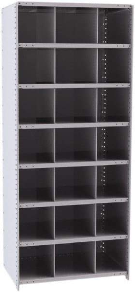 Hallowell - 21 Bin Closed Industrial Bin Shelving - 36 Inch Overall Width x 24 Inch Overall Depth x 87 Inch Overall Height, Gray Metal Bins - Apex Tool & Supply