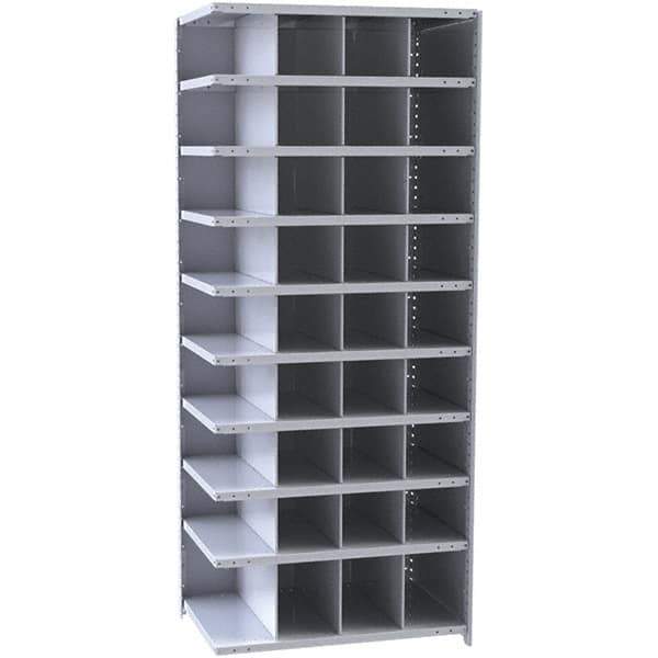 Hallowell - 36 Bin Closed Industrial Bin Shelving - 36 Inch Overall Width x 18 Inch Overall Depth x 87 Inch Overall Height, Gray Metal Bins - Apex Tool & Supply