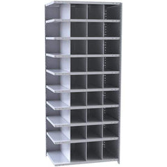 Hallowell - 36 Bin Closed Industrial Bin Shelving - 36 Inch Overall Width x 12 Inch Overall Depth x 87 Inch Overall Height, Gray Metal Bins - Apex Tool & Supply