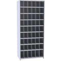 Hallowell - 54 Bin Closed Industrial Bin Shelving - 36 Inch Overall Width x 18 Inch Overall Depth x 87 Inch Overall Height, Gray Metal Bins - Apex Tool & Supply