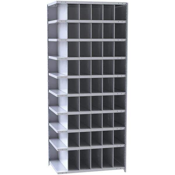 Hallowell - 54 Bin Closed Industrial Bin Shelving - 36 Inch Overall Width x 18 Inch Overall Depth x 87 Inch Overall Height, Gray Metal Bins - Apex Tool & Supply