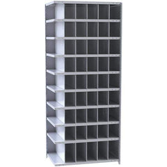 Hallowell - 54 Bin Closed Industrial Bin Shelving - 36 Inch Overall Width x 18 Inch Overall Depth x 87 Inch Overall Height, Gray Metal Bins - Apex Tool & Supply