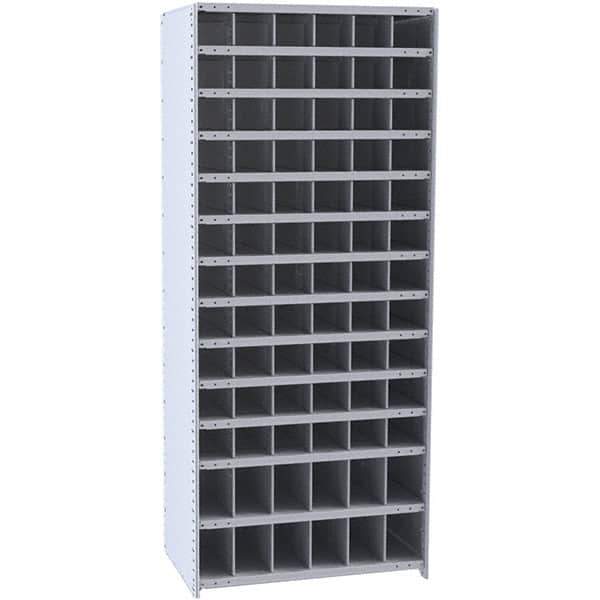 Hallowell - 78 Bin Closed Industrial Bin Shelving - 36 Inch Overall Width x 18 Inch Overall Depth x 87 Inch Overall Height, Gray Metal Bins - Apex Tool & Supply