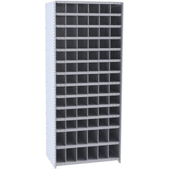 Hallowell - 78 Bin Closed Industrial Bin Shelving - 36 Inch Overall Width x 18 Inch Overall Depth x 87 Inch Overall Height, Gray Metal Bins - Apex Tool & Supply