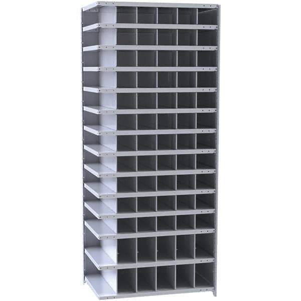 Hallowell - 78 Bin Closed Industrial Bin Shelving - 36 Inch Overall Width x 18 Inch Overall Depth x 87 Inch Overall Height, Gray Metal Bins - Apex Tool & Supply
