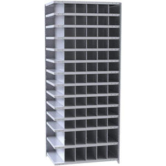 Hallowell - 78 Bin Closed Industrial Bin Shelving - 36 Inch Overall Width x 18 Inch Overall Depth x 87 Inch Overall Height, Gray Metal Bins - Apex Tool & Supply
