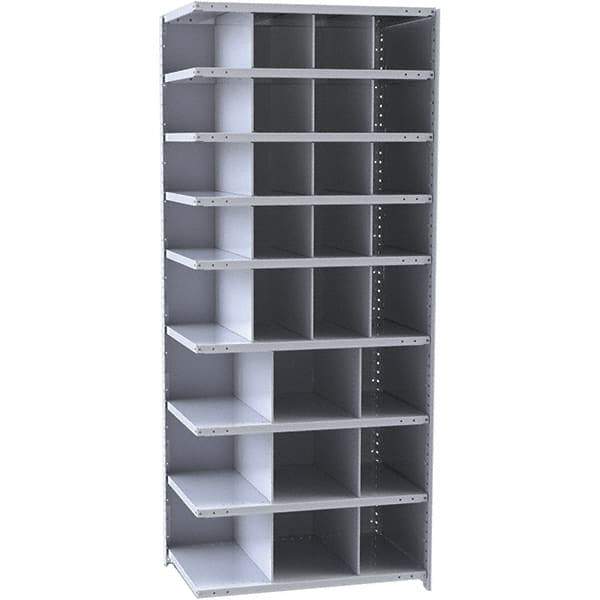 Hallowell - 29 Bin Closed Industrial Bin Shelving - 36 Inch Overall Width x 18 Inch Overall Depth x 87 Inch Overall Height, Gray Metal Bins - Apex Tool & Supply