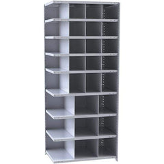 Hallowell - 29 Bin Closed Industrial Bin Shelving - 36 Inch Overall Width x 12 Inch Overall Depth x 87 Inch Overall Height, Gray Metal Bins - Apex Tool & Supply