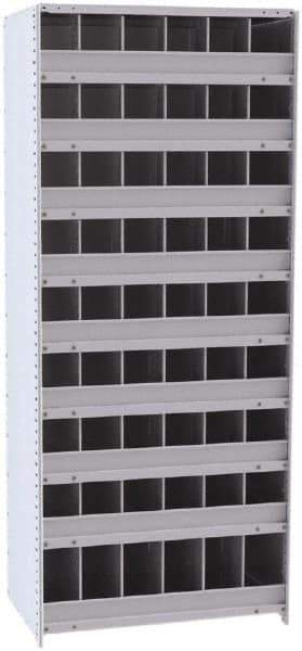 Hallowell - 54 Bin Closed Industrial Bin Shelving - 36 Inch Overall Width x 24 Inch Overall Depth x 87 Inch Overall Height, Gray Metal Bins - Apex Tool & Supply