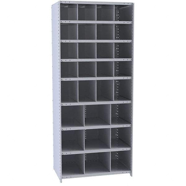 Hallowell - 29 Bin Closed Industrial Bin Shelving - 36 Inch Overall Width x 18 Inch Overall Depth x 87 Inch Overall Height, Gray Metal Bins - Apex Tool & Supply
