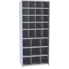 Hallowell - 29 Bin Closed Industrial Bin Shelving - 36 Inch Overall Width x 18 Inch Overall Depth x 87 Inch Overall Height, Gray Metal Bins - Apex Tool & Supply