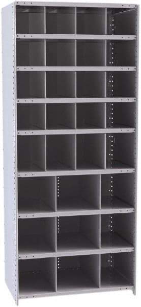 Hallowell - 29 Bin Closed Industrial Bin Shelving - 36 Inch Overall Width x 24 Inch Overall Depth x 87 Inch Overall Height, Gray Metal Bins - Apex Tool & Supply