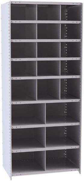 Hallowell - 21 Bin Closed Industrial Bin Shelving - 36 Inch Overall Width x 24 Inch Overall Depth x 87 Inch Overall Height, Gray Metal Bins - Apex Tool & Supply