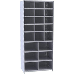 Hallowell - 21 Bin Closed Industrial Bin Shelving - 36 Inch Overall Width x 18 Inch Overall Depth x 87 Inch Overall Height, Gray Metal Bins - Apex Tool & Supply