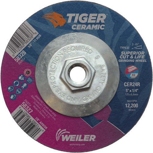5X1/4 TIGER CERAMIC T27 GRIND WHL - Apex Tool & Supply