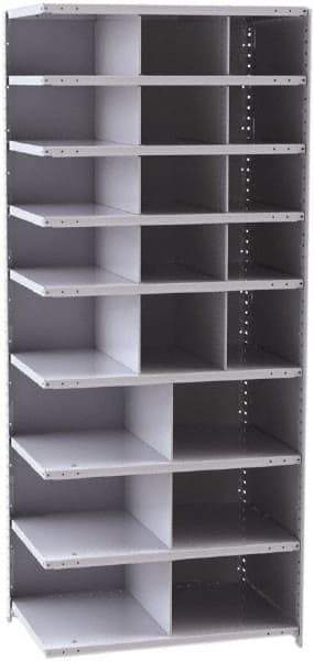 Hallowell - 21 Bin Closed Industrial Bin Shelving - 36 Inch Overall Width x 24 Inch Overall Depth x 87 Inch Overall Height, Gray Metal Bins - Apex Tool & Supply