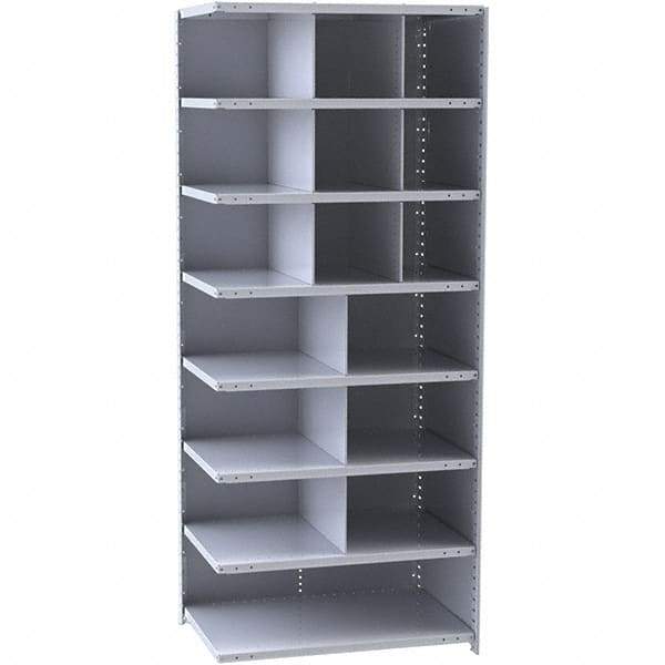 Hallowell - 16 Bin Closed Industrial Bin Shelving - 36 Inch Overall Width x 18 Inch Overall Depth x 87 Inch Overall Height, Gray Metal Bins - Apex Tool & Supply