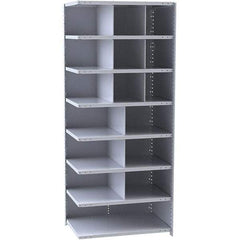 Hallowell - 16 Bin Closed Industrial Bin Shelving - 36 Inch Overall Width x 18 Inch Overall Depth x 87 Inch Overall Height, Gray Metal Bins - Apex Tool & Supply