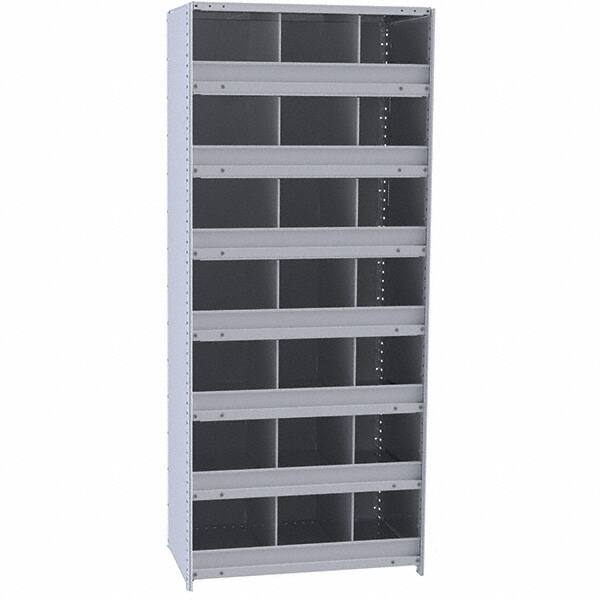 Hallowell - 21 Bin Closed Industrial Bin Shelving - 36 Inch Overall Width x 18 Inch Overall Depth x 87 Inch Overall Height, Gray Metal Bins - Apex Tool & Supply