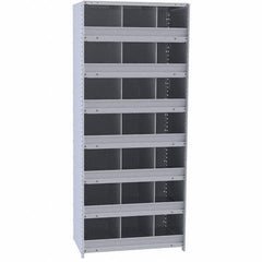 Hallowell - 21 Bin Closed Industrial Bin Shelving - 36 Inch Overall Width x 18 Inch Overall Depth x 87 Inch Overall Height, Gray Metal Bins - Apex Tool & Supply