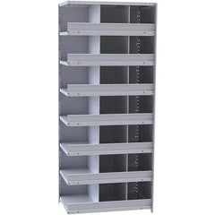 Hallowell - 21 Bin Closed Industrial Bin Shelving - 36 Inch Overall Width x 12 Inch Overall Depth x 87 Inch Overall Height, Gray Metal Bins - Apex Tool & Supply