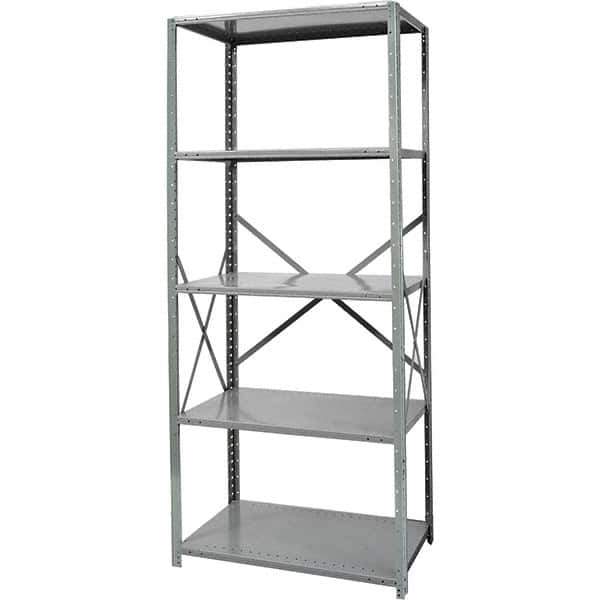 Hallowell - 5 Shelf Starter Extra Heavy-Duty Open Steel Shelving - 1 Lb Capacity, 36" Wide x 87" High x 18" Deep, Gray - Apex Tool & Supply