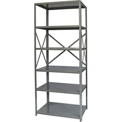 Hallowell - 6 Shelf Starter Medium-Duty Open Steel Shelving - 500 Lb Capacity, 36" Wide x 87" High x 12" Deep, Gray - Apex Tool & Supply