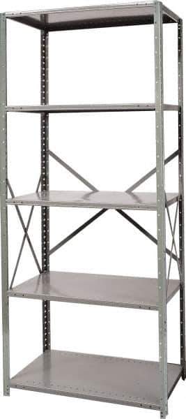 Hallowell - 5 Shelf Starter Heavy-Duty Open Steel Shelving - 800 Lb Capacity, 36" Wide x 87" High x 24" Deep, Gray - Apex Tool & Supply