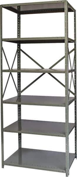 Hallowell - 6 Shelf Starter Heavy-Duty Open Steel Shelving - 800 Lb Capacity, 36" Wide x 87" High x 24" Deep, Gray - Apex Tool & Supply