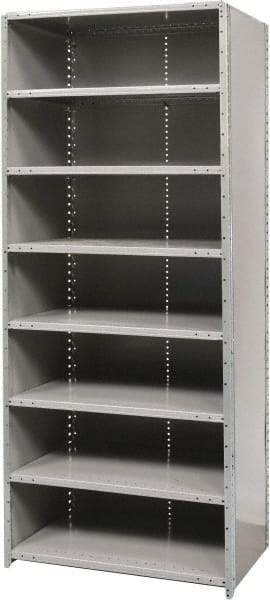 Hallowell - 8 Shelf, 800 Lb. Capacity, Free Standing Closed Shelving - 36 Inch Wide x 24 Inch Deep x 87 Inch High, Gray - Apex Tool & Supply