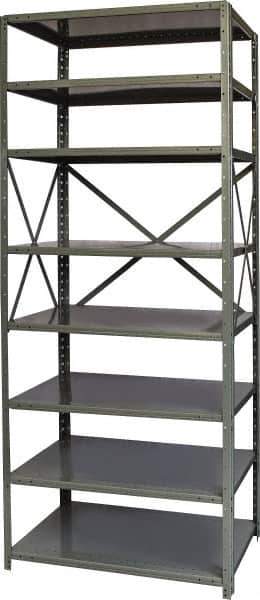Hallowell - 8 Shelf Starter Heavy-Duty Open Steel Shelving - 800 Lb Capacity, 36" Wide x 87" High x 24" Deep, Gray - Apex Tool & Supply