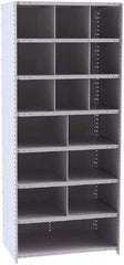 Hallowell - 16 Bin Closed Industrial Bin Shelving - 36 Inch Overall Width x 24 Inch Overall Depth x 87 Inch Overall Height, Gray Metal Bins - Apex Tool & Supply